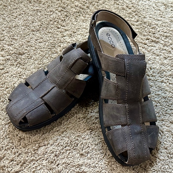 New Men's ECCO Leather Roman Sandals Size 12.5 / 47 - Picture 1 of 3